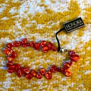 Honora collection, rust orange freshwater pearl lobster claw bracelet NWT